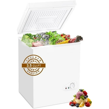 Kcpolre 3.5 Cu.ft Chest Freezer, Compact Deep Freezer with Top Mini 7 Gears Temperature Control Open Door and Removable Storage Basket, White