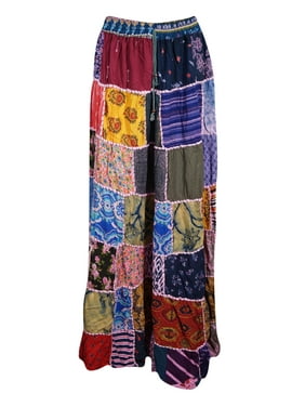 Mogul Ethnicwear Rayon Patchwork Women's Long Skirt S/M