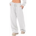 thumbnail image 3 of BAKREP Women's Sweatpants Wide Leg Elastic Loose Relaxed Sweat Pants Spring Winter Clothes Baggy Drawstring Joggers with Pockets, 3 of 7