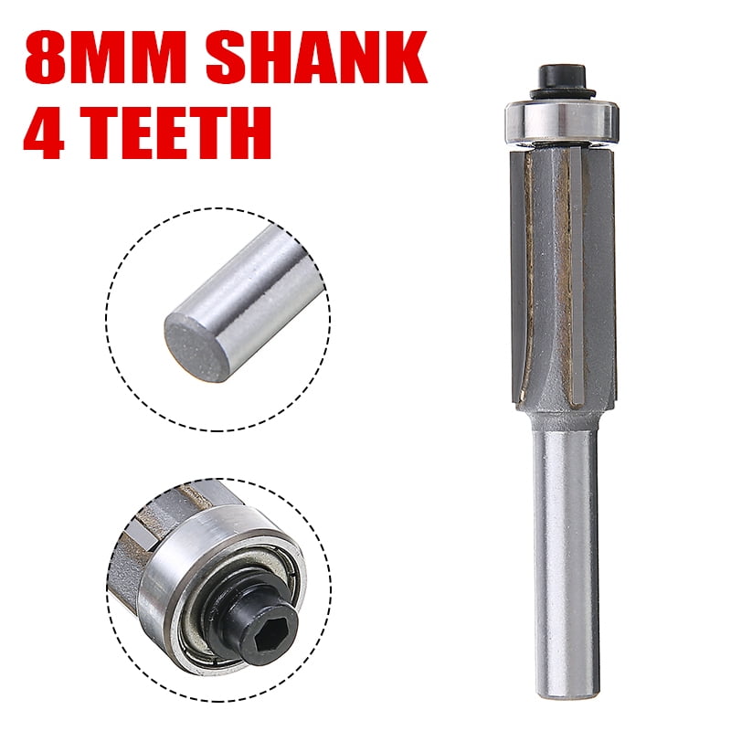 Details about   8mm Shank 4T 75mm Long Flush Trim Router Bit Bearing Woodworking Cutter Tool 