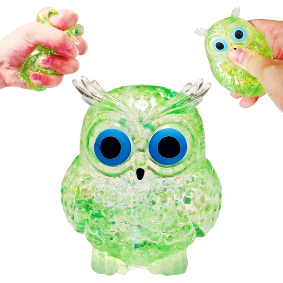 Owl Sugar Stress Ball Squishy Toys, Kawaii Squishy Stress Balls, Owl Sugar Ball Squeeze Toys, Party Favors Easter Basket Stuffers (Green)