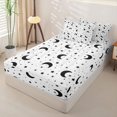 thumbnail image 2 of Manfei Lovely Black Moon Zipper Twin Comforter Sets with Fitted Sheet and 2 Pillowcases,Sprinkle Stars Print Zipper Bedding Set,Black Reversible,4pcs, 2 of 8