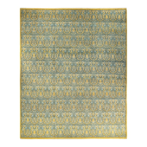 Hand-Knotted Wool Oriental Traditional Green Area Rug 12' 2" x 15' 0"