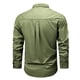 thumbnail image 4 of Blusa y camisa de manga larga con cuello vuelto para hombre, estilo informal, color liso, con bolsillos y botones, estilo cárdigan, de poliéster y algodón., 4 of 6