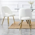 thumbnail image 1 of Living Room Chair Set of 2, Upholstered Dining Chair with Back and Metal Legs, Modern Accent Chair for Bedroom Dining Rom Dorm, White, 1 of 7