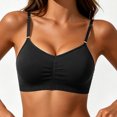 thumbnail image 4 of ATOYSOY Natural Fiber Wireless Bralette No Underwire Thin Shoulder Strap Ruched Bust Seamless Thin Soft Support Bra For Women Solid Color Everyday Casual Outfit, 4 of 5