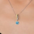thumbnail image 3 of Gem Stone King 925 Silver and 10K Yellow Gold Swiss Blue Topaz and White Lab Grown Diamond Pendant Necklace for Women | 1.03 Cttw | Gemstone November Birthstone | Round 6MM | With 18 inch Chain, 3 of 6