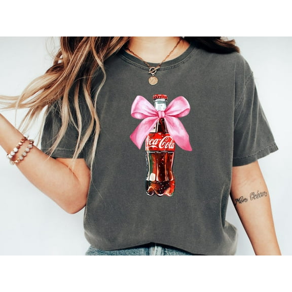 Coca Cola T-shirt: Pink Bow, Cola Lover Crewneck Tshirt All Size S-5XL