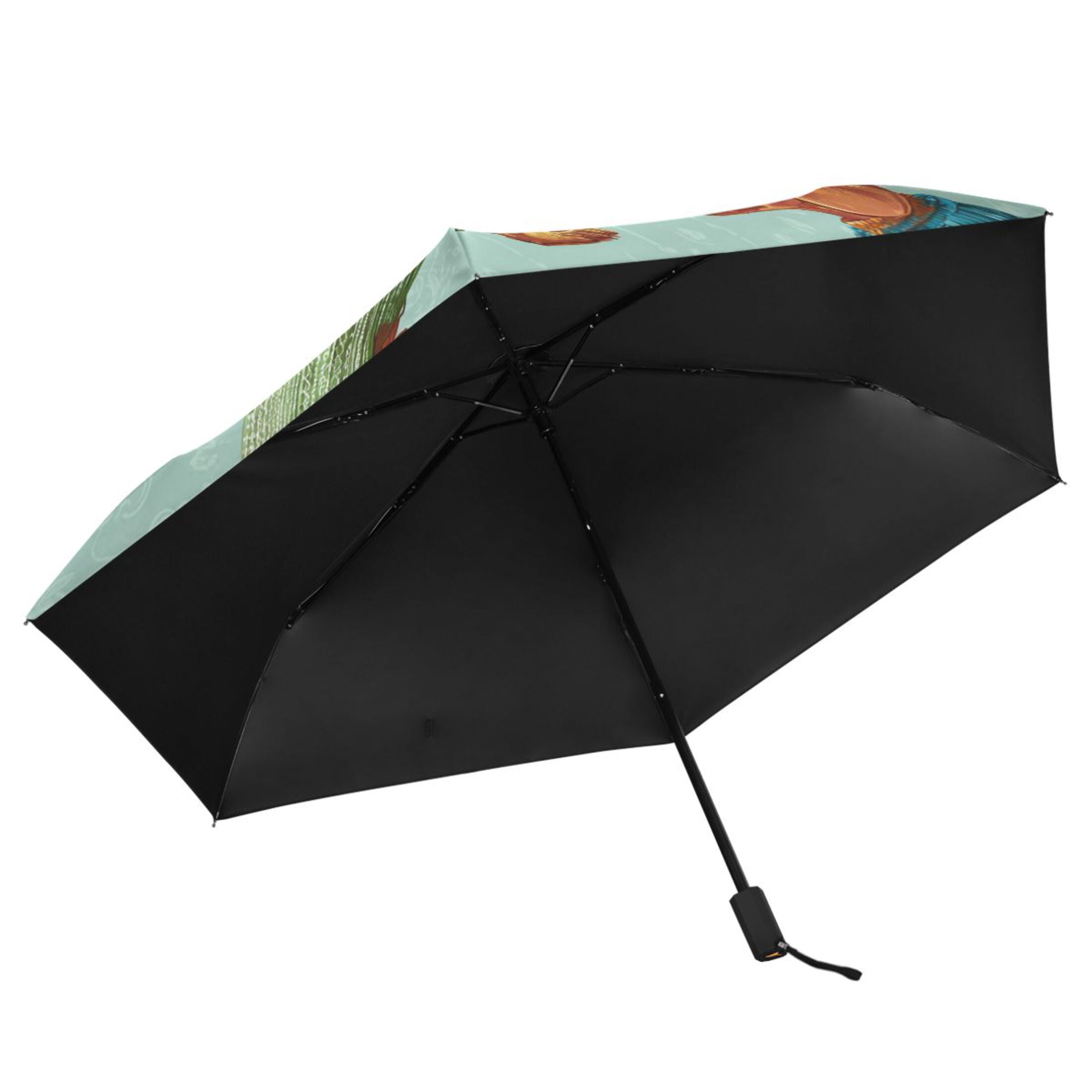 Cute Dachshund in Colorful Sweaters All Weather Umbrella Triple Folding Parasol 6 Ribs UV Protection Portable