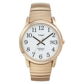 Timex Men's Easy Reader Date Gold/White 35mm Casual Watch, Tapered Expansion Band