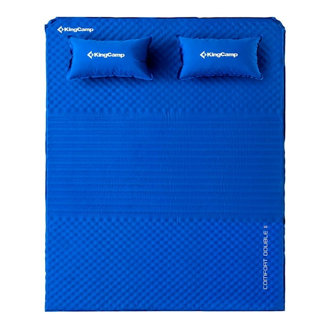 KingCamp Matelas de Camping Autogonflant Double avec 2 Oreillers, Bleu