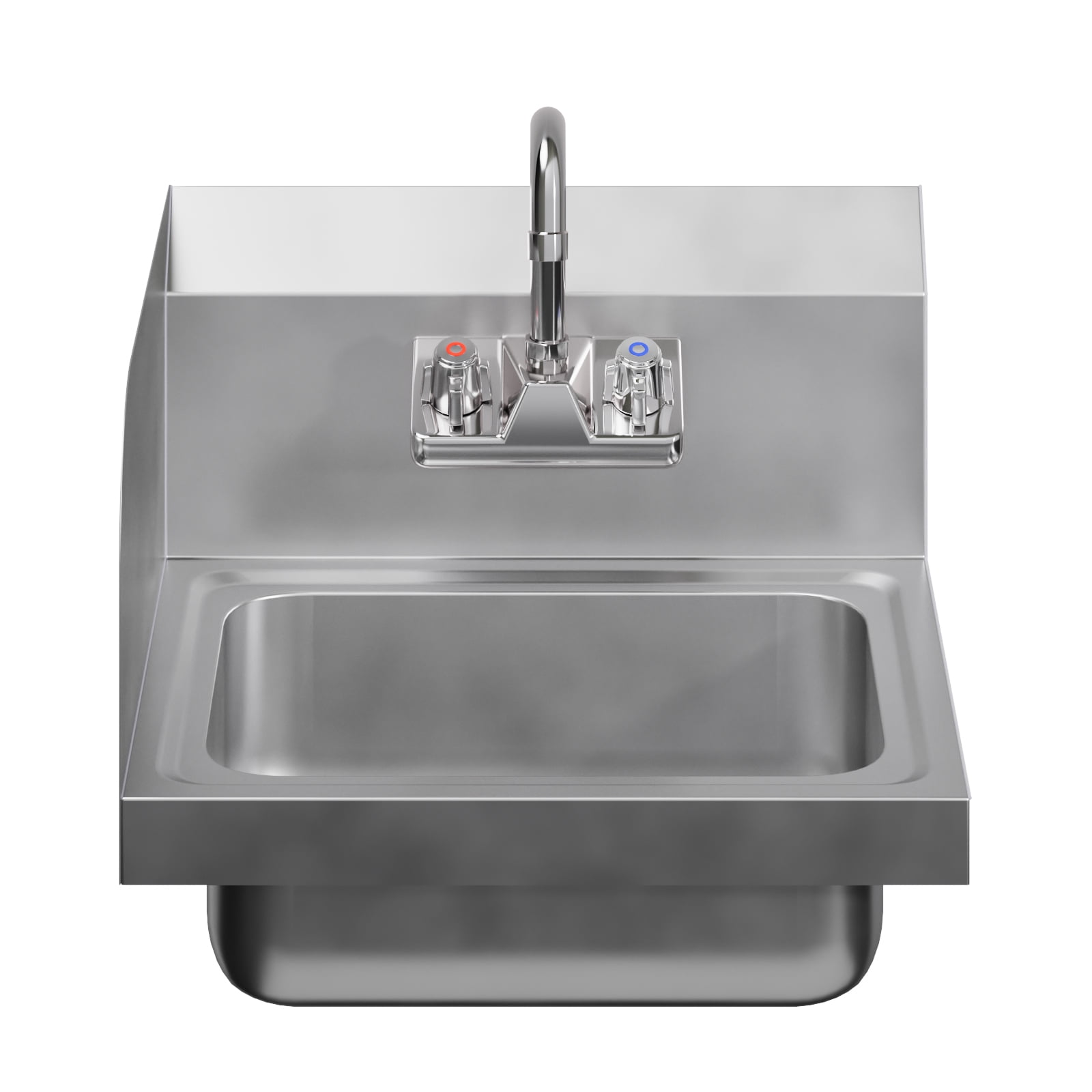 Stainless Steel Wall Mounted Hand Sink 17 in. x 15 in. with Left Side Splash and Gooseneck Faucet