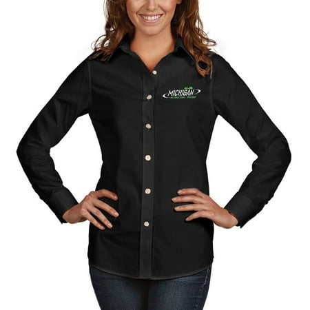 Michigan International Speedway Nascar Michigan International Speedway Antigua Women's Dynasty Woven Button-Up Long Sleeve Shirt - Black ()