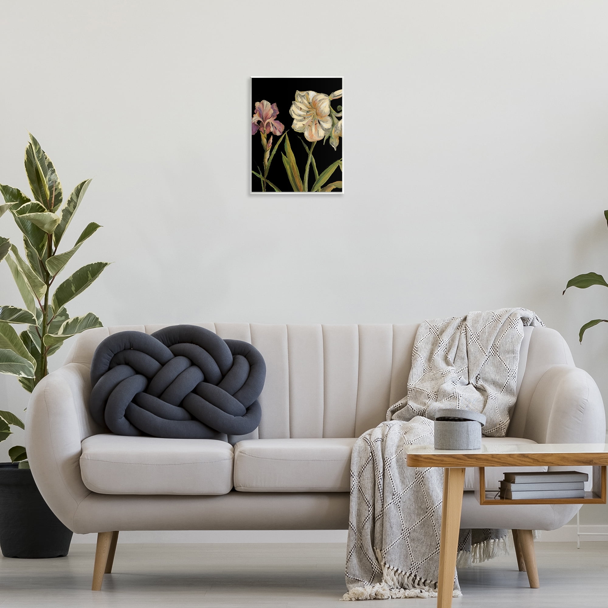 Stupell Industries Iris Flowers on Black Botanical & Floral Painting Unframed Art Print Wall Art, 11 x 14
