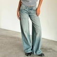 thumbnail image 2 of ADSSDQ Women Y2k Low Rise Baggy Jeans Loose Fit Boyfriend Straight Wide Leg Jeans Trendy Stretch Long Denim Pants with Pockets Sky Blue XL, 2 of 4
