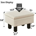 thumbnail image 5 of Tcbosik Linen Fabric Storage Ottoman with Tray Lid, Modern Footstool with Wood Legs, 15.9" Rectangle Footrest for Hallway, Entryway, Bedroom, Living Room, Easy Assembly, Beige, 5 of 7
