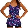 thumbnail image 6 of Tankini Sets for Women Built-in Padded Cups Athletic Scoop Neck 2 Piece Bathing Suits Vintage Floral Print Full Coverage Boyshorts Swimwear, 6 of 8