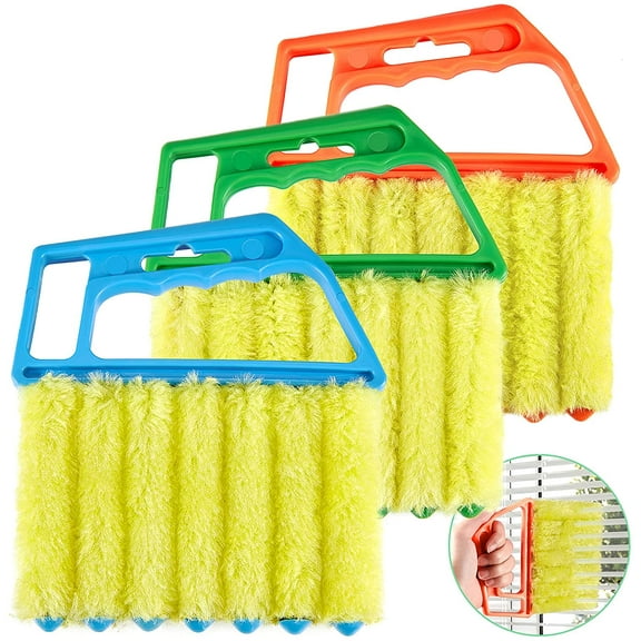 BlinkLLX 3 Pieces Blind Cleaner Duster Tool 7 Finger Dusting Cleaner for Window Venetian Washable Mini Brush Hand Held Tool for Air Conditioner Dust Dirt (3 Colors)