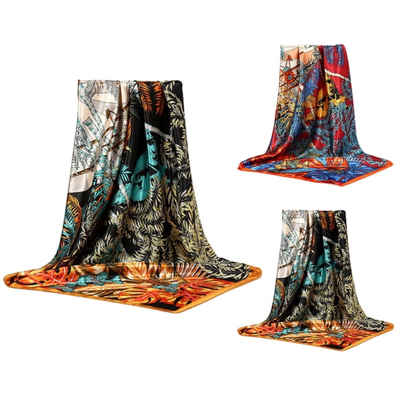 Women Headband Scarves LSQii Boho Silk Floral Printed Square Hair Scarf Orange Casual Fashion Sun Protection Neckerchief for Travel and Vacation Daily Wear