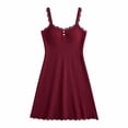 thumbnail image 6 of Yteetum Women's Summer Dresses Sleeveless U Neck Lace Trim Spaghetti Mini Dresses Casual Solid Loose Lightweight Comfy Lounge Dress, 6 of 6