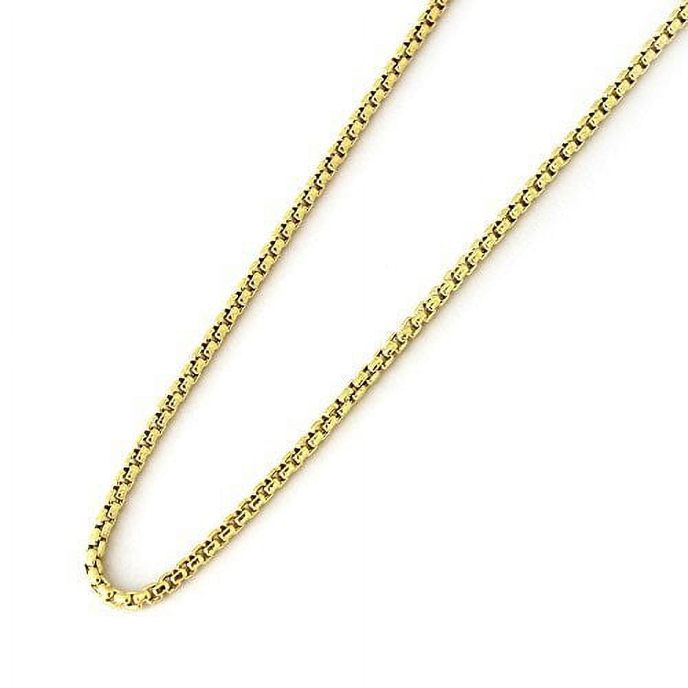 14k REAL Yellow or White SOLID Gold 1.7mm Shiny Round-Box Chain Necklace for Pendants and Charms with Lobster Claw Clasp (for Men, Women or unisex Jewelry) (16" 18" 20" or 24 inch)