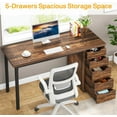 thumbnail image 4 of Tribesigns Computer Desk with 5 Drawers, 47 inches Rustic Brown Home Office Desk with Storage, Modern Study Writing Table Workstation for Small Spaces, Brown, 4 of 5