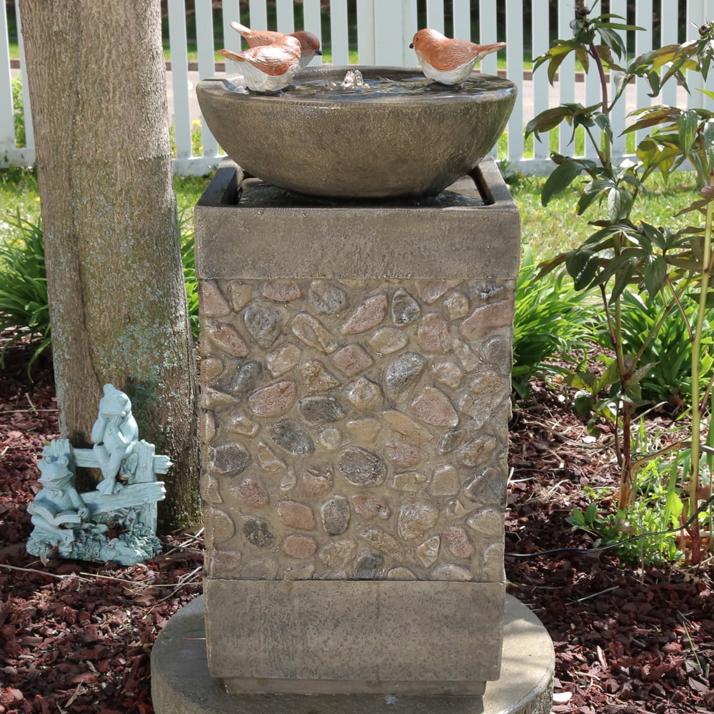 Buy Sunnydaze Three Bathing Birds Outdoor Water Fountain Waterfall