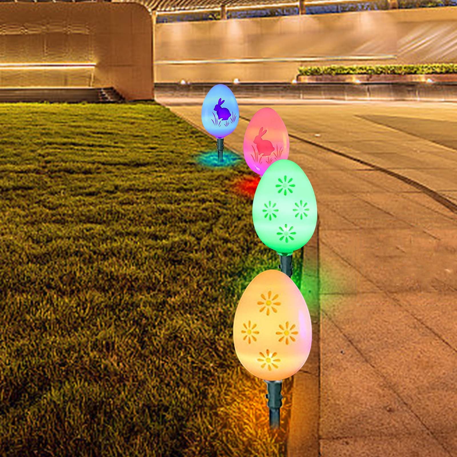 Hxlamzoo Solar Easter Egg Stake Lights with 20 LEDs & 8 Modes - Waterproof IP55 Outdoor Decorative String Lights for Garden, Yard - Auto On/Off Solar Powered LED Egg Light