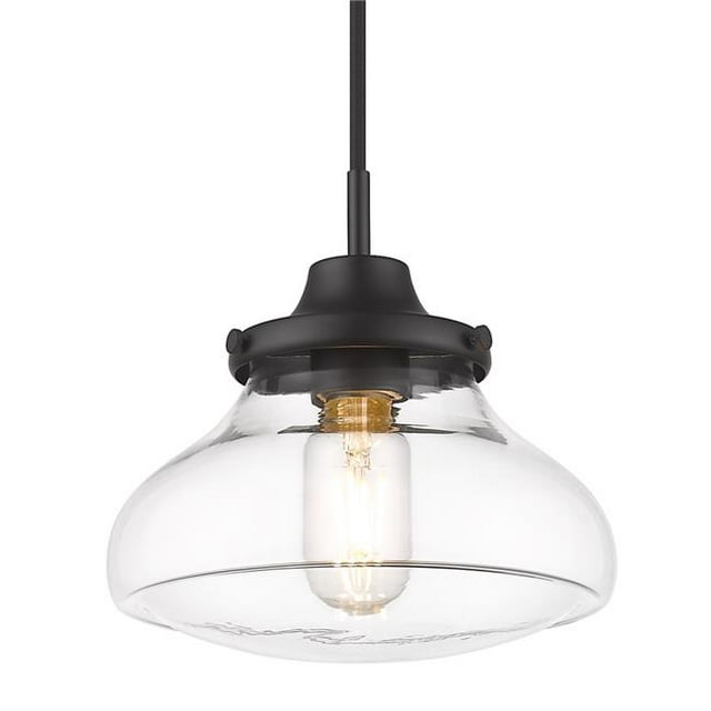 Golden Lighting 3419-S BLK-CLR 8 in. Nash 1-Pendant Ceiling Light, Matte Black