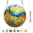 thumbnail image 3 of Flower Stained Glass Style Acrylic Suncatcher Puzzle, 83 Pieces DIY Jigsaw Window Hanging Ornament, Translucent Shatterproof Wall Hanging for Home Garden Decor, Creative Craft Gift, 3 of 7