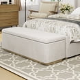 thumbnail image 3 of Corduroy Upholstered Bed Frame with Vertical Stripe Wingback Headboard and High Footboard, 130L Storage Ottoman, Queen Size, Light Grey, 3 of 15