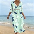 thumbnail image 6 of Women's Summer Printed Dress Baeitkot Women's Summer Casual Printed Dress with Sleeve V-neck Dress Green M, 6 of 6