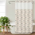 thumbnail image 3 of Beige Grey Baroque No Hook Shower Curtain Waterproof, Bathroom Curtains with Snap in Liners and See Through Top Window, Abstract Art Floral Pattern Hotel Style Bathtub Curtains Shower 36"Wx78"L, 3 of 8