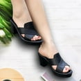 thumbnail image 3 of CAICJ98 Womens Shoes Sandals for Women with Arch Support for Comfortable Walk Summer Wedge Sandal Slip On Platform Sandals Shoes,Black, 3 of 4