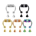 thumbnail image 1 of HELEVIA 5 pair Stainless Steel Septum Nose Ring Hoop Horseshoe Rings Nose Rings Non Piercing Clip On Nose Hoop Rings, 1 of 9