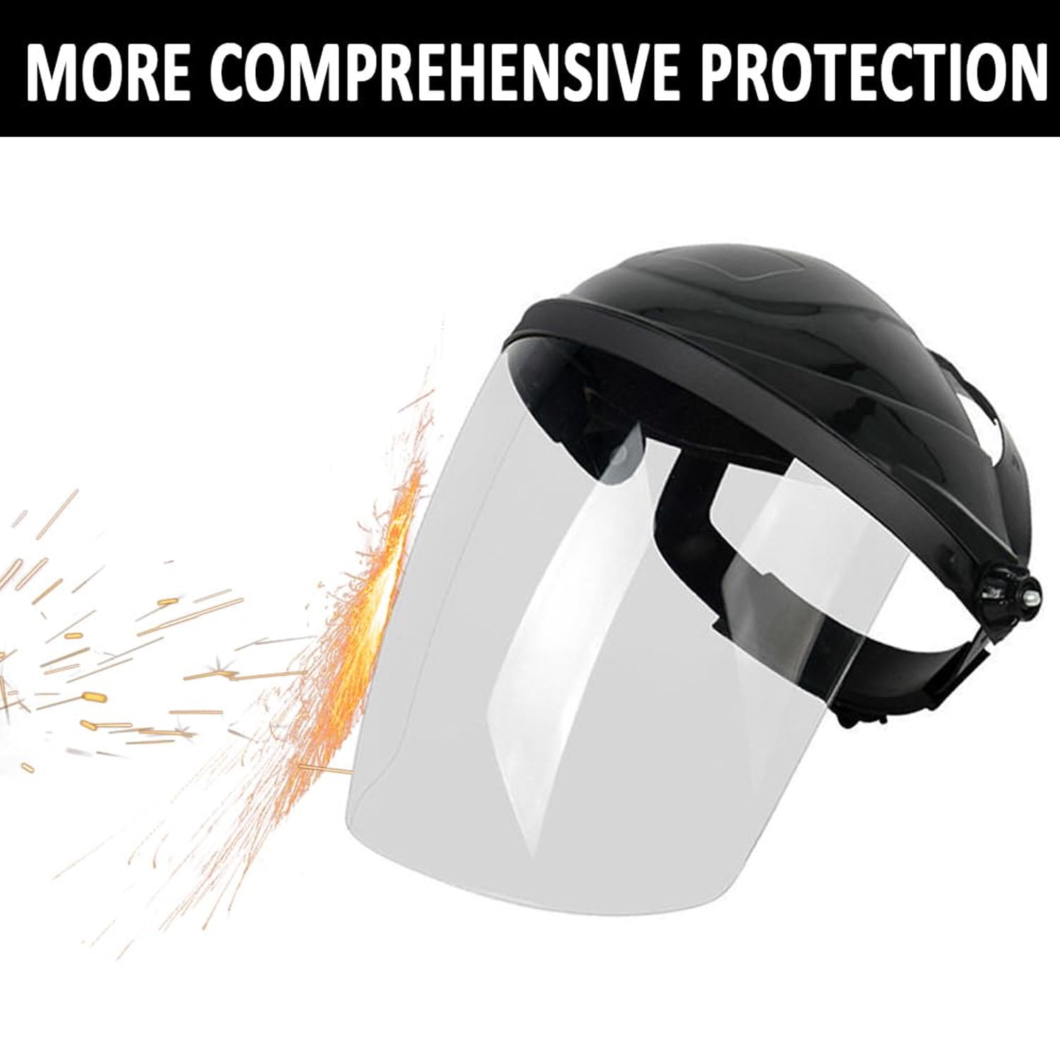 Uooglle 4 Pack Full Face Shield, Clear Safety Mask for Grinding & Cutting, Impact Resistant Head-Mounted Face Shield with Adjustable Ratchet Headgear for Construction, Woodworking & Metalwork