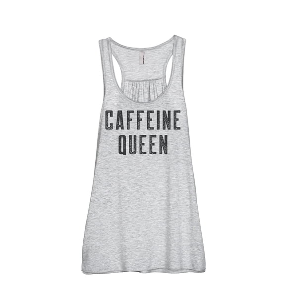 Caffeine Queen Women's Fashion Sleeveless Flowy Racerback Workout Yoga Tank Top Sport Grey Large