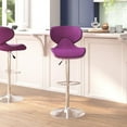 thumbnail image 4 of Contemporary Cozy Mid-Back Purple Vinyl Adjustable Height Barstool with Chrome Base, 4 of 6