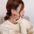 thumbnail image 3 of Snowflake Santa Claus Threader Tassel Earrings for Women Sterling Silver Pins Red Crystal Stock Christmas Hat Dangle Drop Christmas Tree Earring Studs Christmas Party Jewelry, 3 of 12