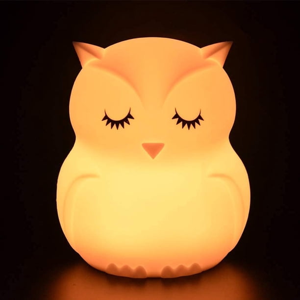 Luz nocturna colorida para niños, lámpara LED táctil de noche, recargable por USB de 9 colores, de silicona, para mesita de noche, ambiente luminoso, iluminación interior.