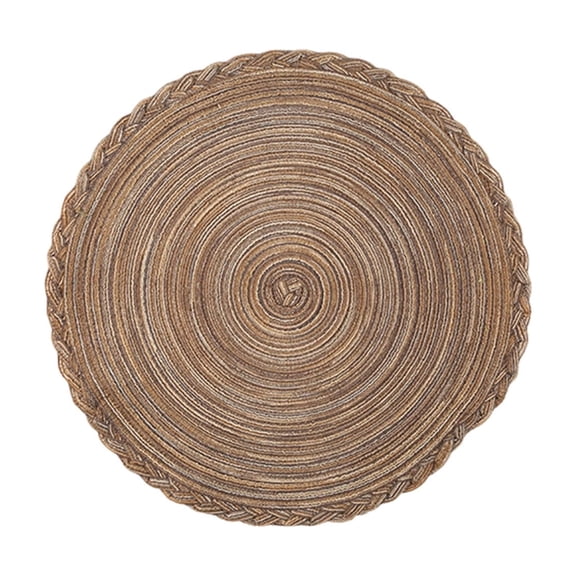 Round Woven Heat-Resistant Placemats - Washable Non-Slip Weave Table Mats, for Home Kitchen Dining Table Decor ( Brown )