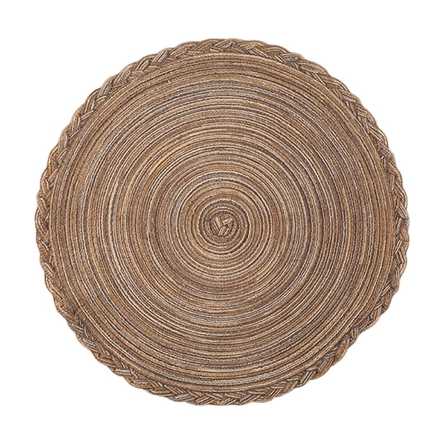 COM1950s Round Lace Trim Placemat, 15 Inch Heat Resistant and Non Slip Table Mat, Washable Polyester Fabric Place Mats for Dining Table