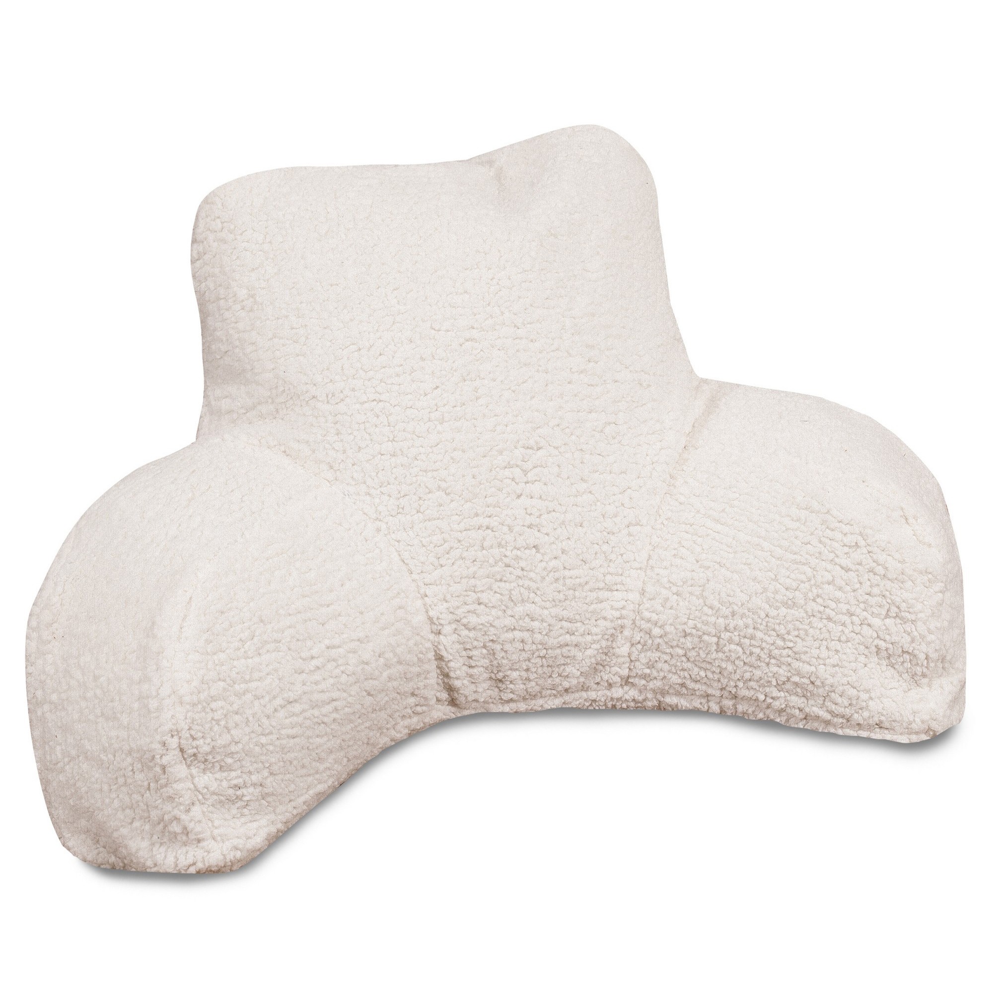 Majestic Home Goods Indoor Cream Sherpa Reading Pillow with Arms