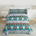 thumbnail image 2 of jejeloiu Vintage Aztec Geometric Bedding Comforter Set,Rustic Bull Skull Twin Comforter Sets,Ancient Dreamcatcher Bedding Set For Adult,Breathable Home Decor Reversible,2 Pieces, 2 of 8