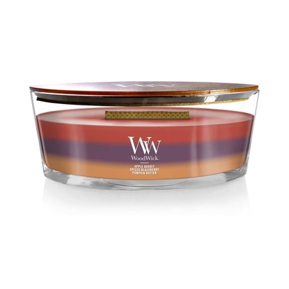 WoodWick Autumn Harvest Scented Ellipse Candle, Crackles as it burns, Up to 50 hrs burn time, Perfect for gifting or home décor, 21oz