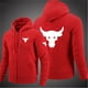 thumbnail image 3 of 2024 Spring Autumn Men's Dwayne Johnson Brahma Bull Tattoo Logo Printed Classic Zipper Solid Color Sports Casual Loose Hoodies, 3 of 5