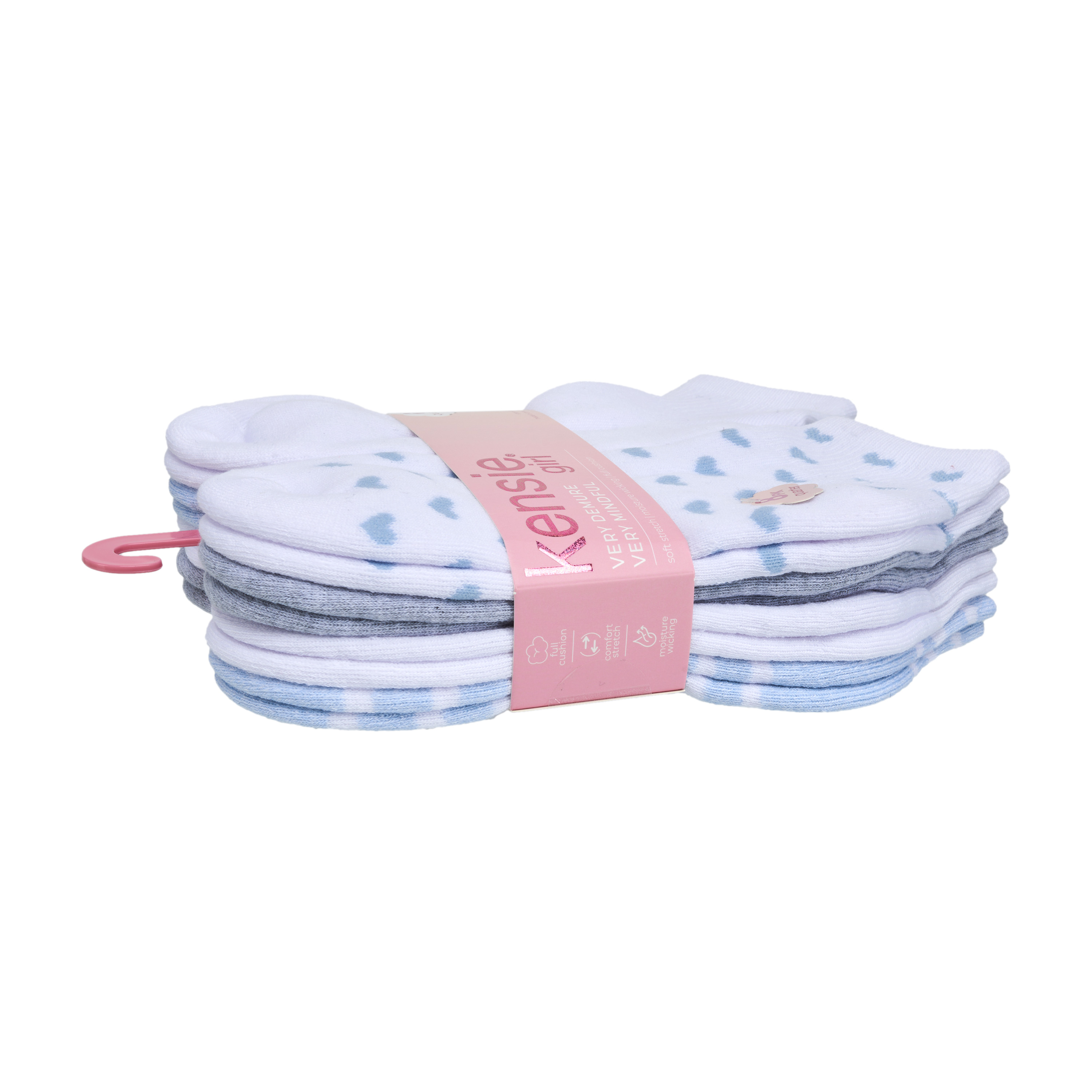 Kensie Girls Full Cushion Quarter Kids Socks (8-Pack) – Heart