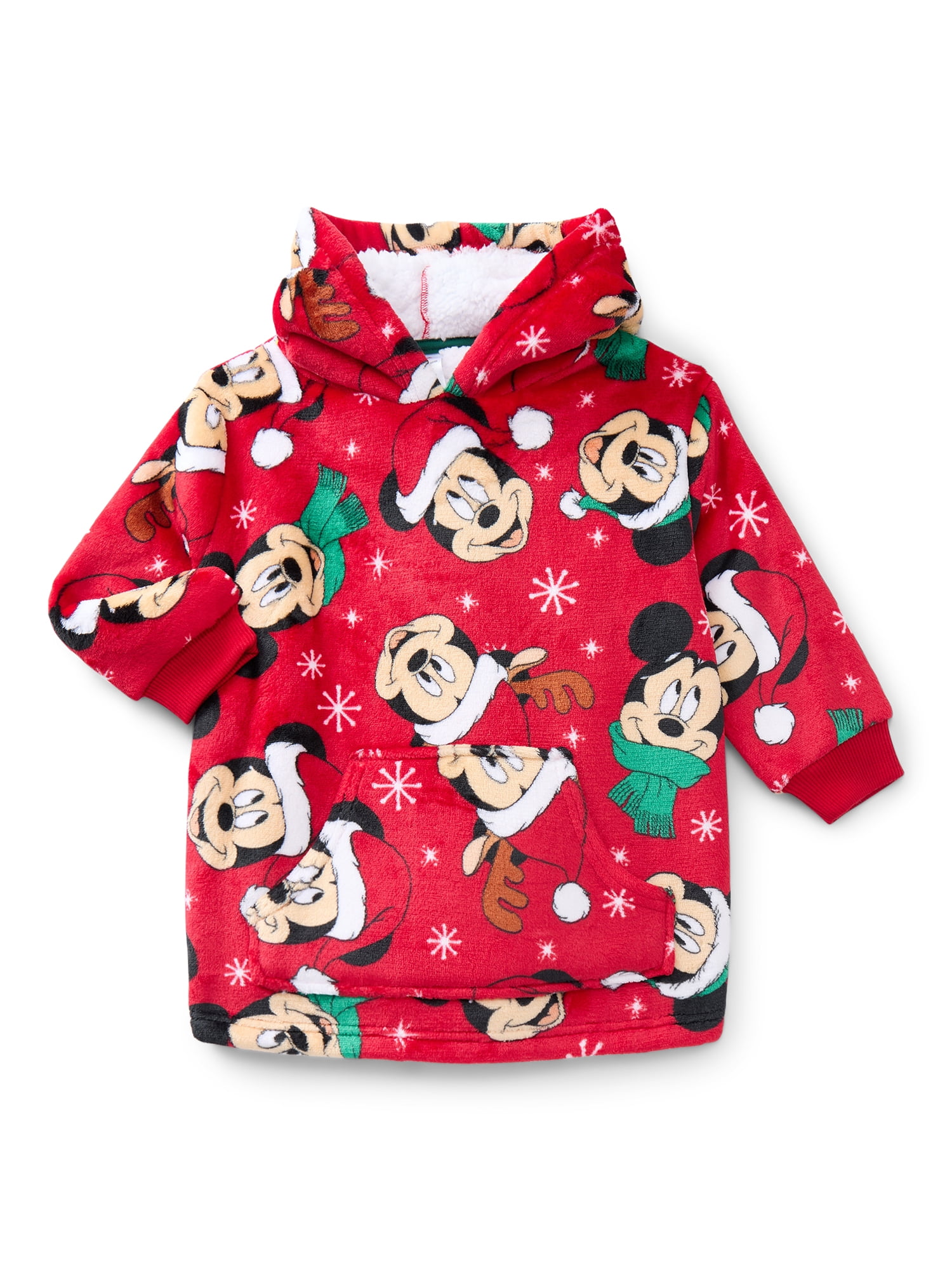 Disney Mickey Mouse Toddler Boys Cozy Hoodie with Faux Shearling Lining, Sizes 12M-5T