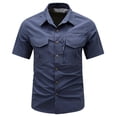 thumbnail image 4 of QHFBli Mens Short Sleeve Button Down Shirts Work Casual Button Up Relaxed Fit Summer Shirt with Two Pockets, 4 of 4