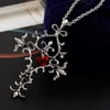 Necklaces for Women Retro Design Vampire Diaries Red Heart Memorial Cross Necklace Pendant Gothic Necklaces for Women Other